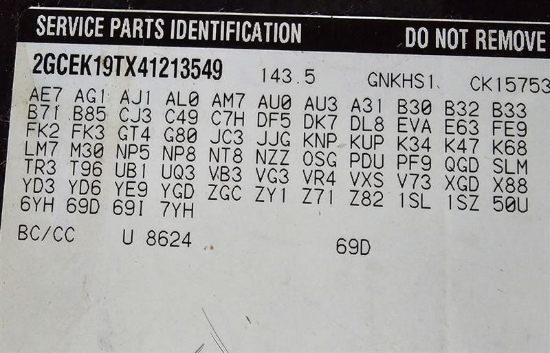 Passenger Sun Visor Classic Style Opt AL0 Fits 03-07 SIERRA 1500 PICKU