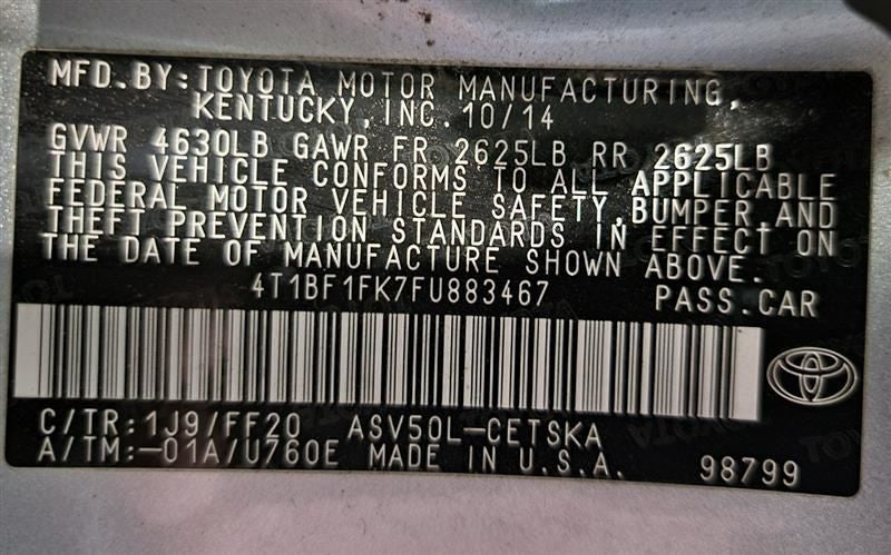 Passenger Right Air Bag Front Passenger Knee Fits 12-17 CAMRY 565635