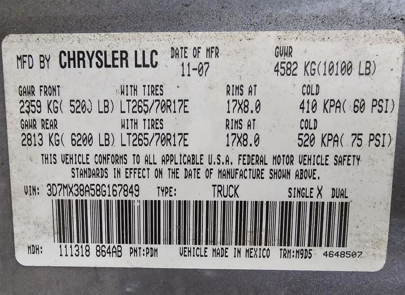 Engine 6.7L Diesel VIN A 8th Digit Fits 08 DODGE 2500 PICKUP 591767