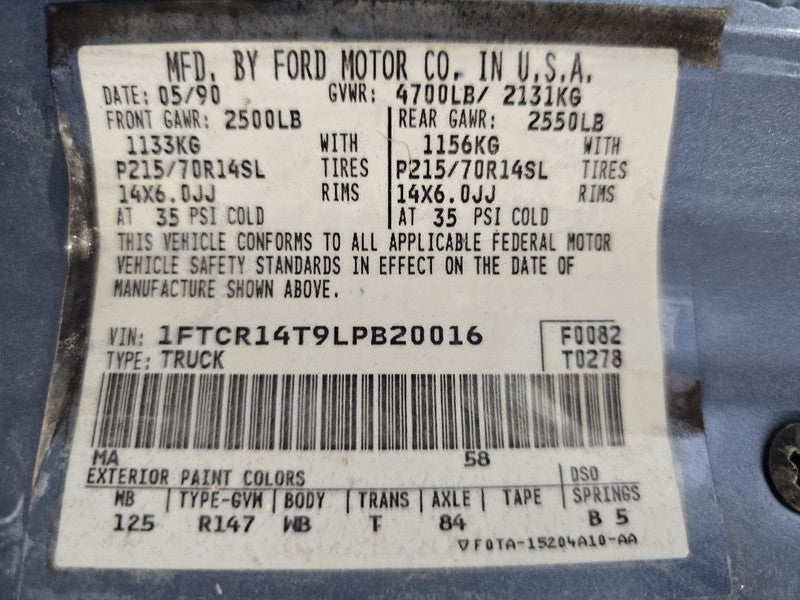 RANGER    1990 Seat Belt Rear 642433