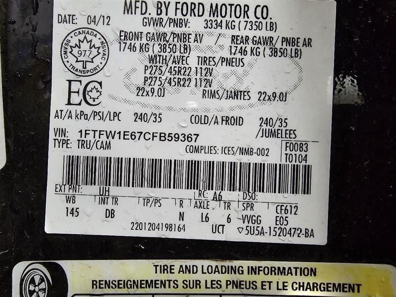 REAR F150      2012 Driver's Side Retractor Seat Belt Rear 585289