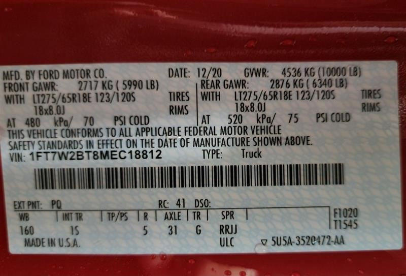 REAR F250SD    2021 Center Retractor Seat Belt Rear 562538