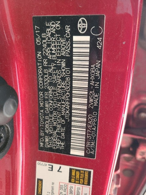 Passenger Tail Light Prius Prime VIN Fp Fits 17-22 PRIUS 678599