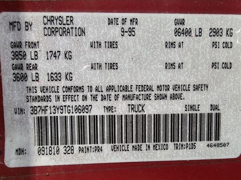 RAM1500   1996 Seat Belt Front 586632
