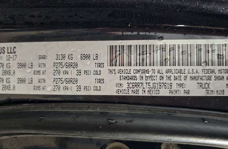 RAM1500   2018 Seat Belt Rear 624379