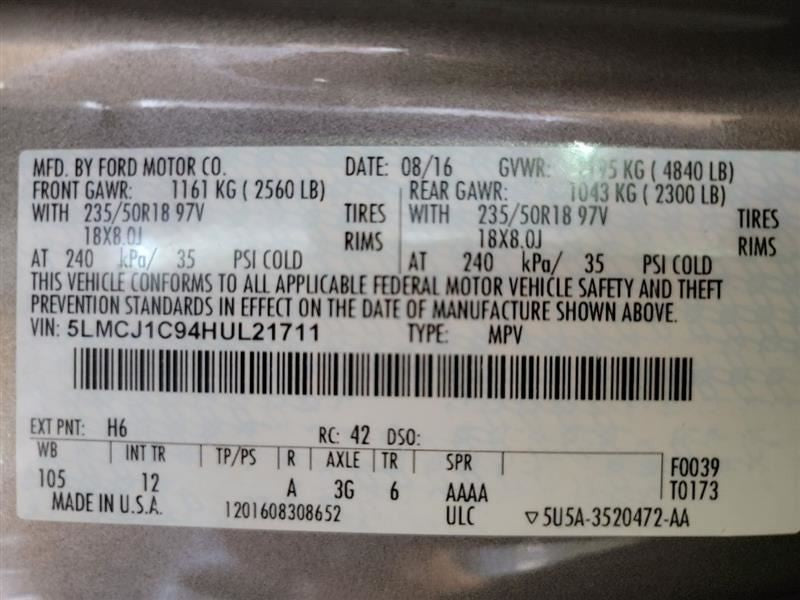 MKC       2017 Hatchback Strut 559734