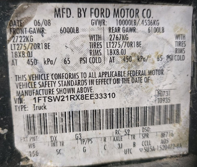 Speedometer Cluster MPH ID 8C3T-10849-CBD Fits 08 FORD F250SD PICKUP 6