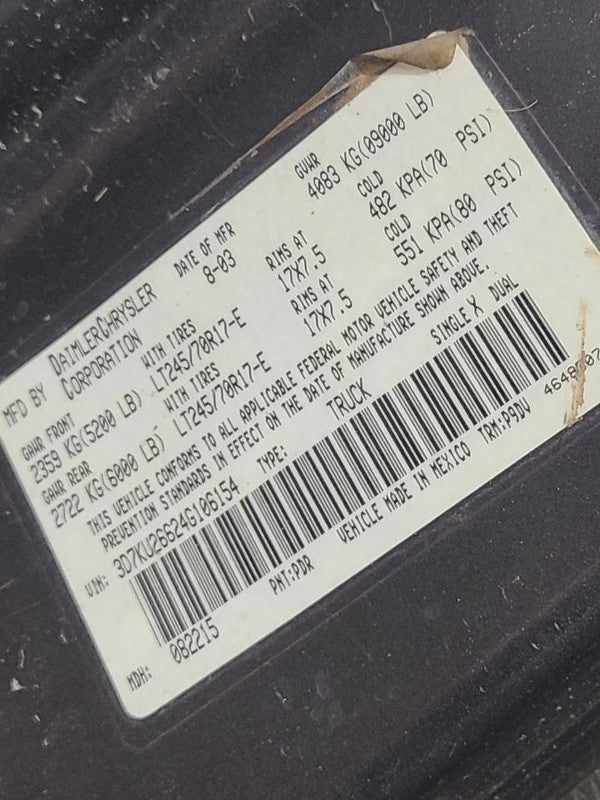 RAM2500   2004 Front Door Trim Panel 653745