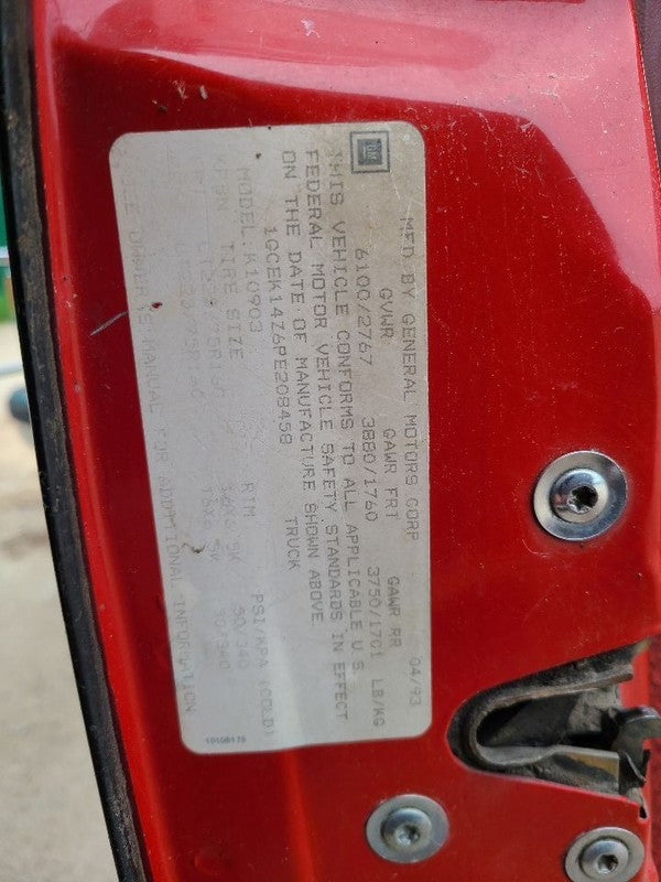 TCHEV1500 1993 Topper/Tonneau 636324