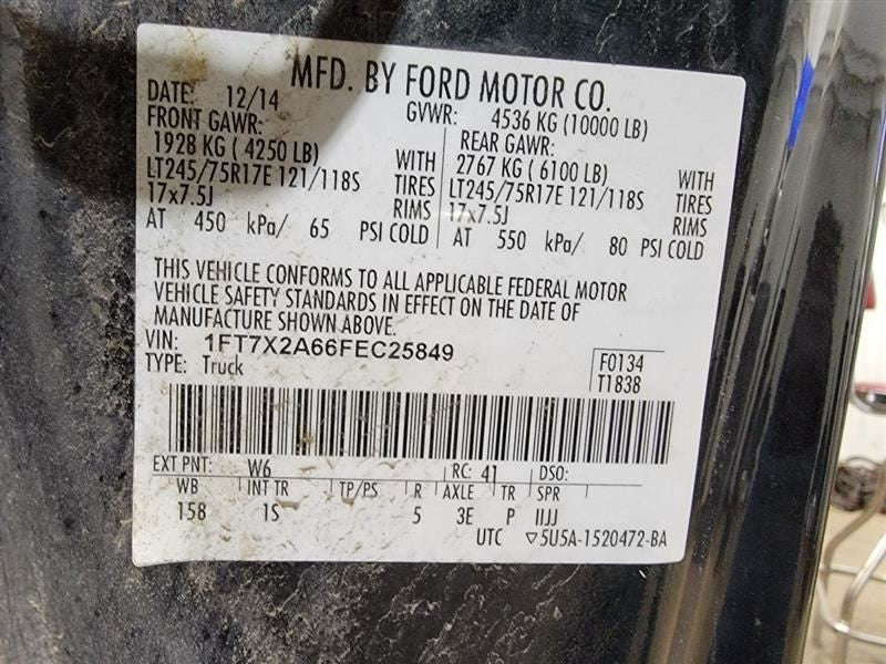 REAR F250SD    2015 Driver's Side Retractor Seat Belt Rear 496105