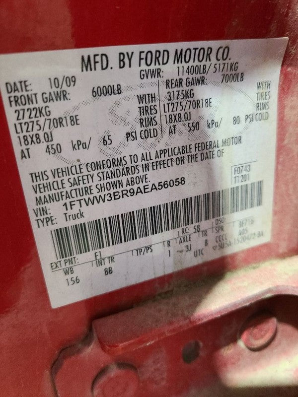 Driver Front Seat Bench Split 40/20/40 Fits 08-10 FORD F250SD PICKUP 6