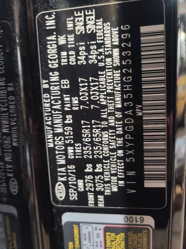 Passenger Front Door Thru 06/03/18 Fits 16-19 SORENTO 655385