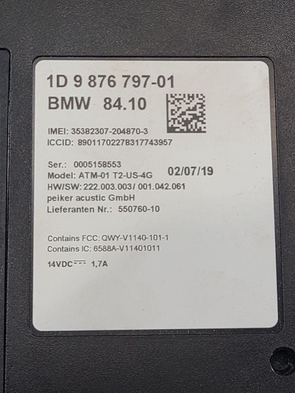 Chassis ECM Communication Telematics Fits 19-20 MINI COOPER 637064