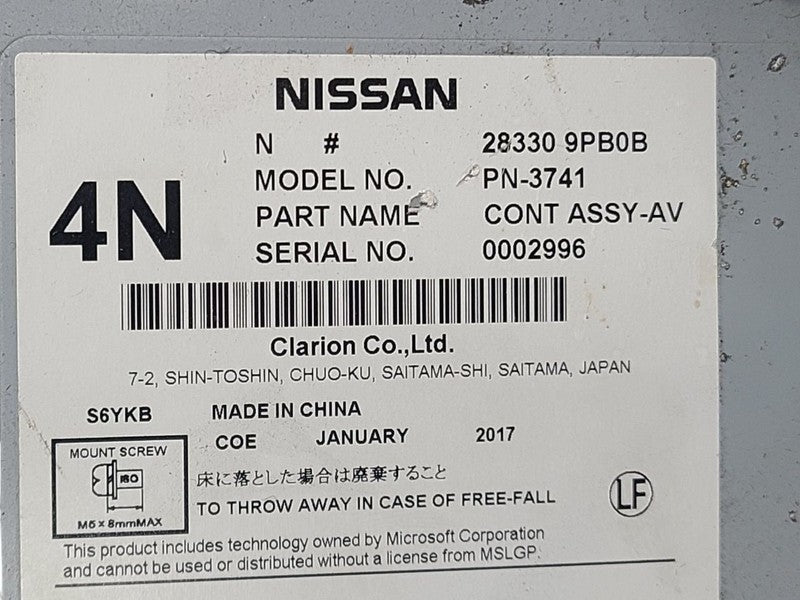 Audio Equipment Radio Receiver ID 28330-9PB0A Fits 17-20 INFINITI QX60