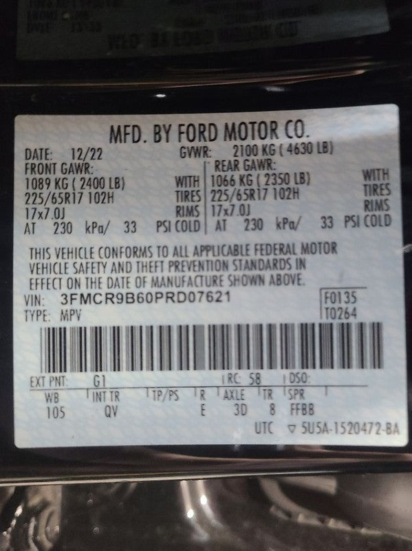 Driver Rear Side Door Fits 21-25 BRONCO SPORT 658038