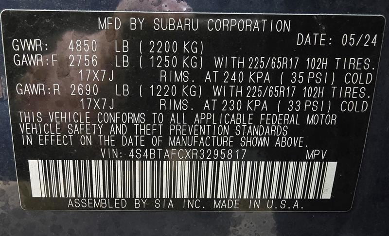 Front Passenger Seat Fits 2024 OUTBACK LEGACY 608486
