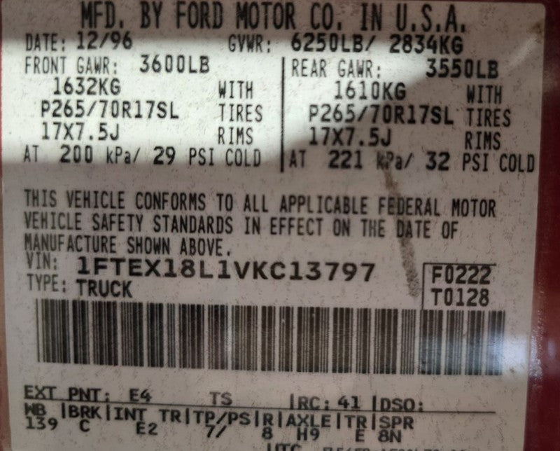 F150      1997 Seat Belt Front 621955