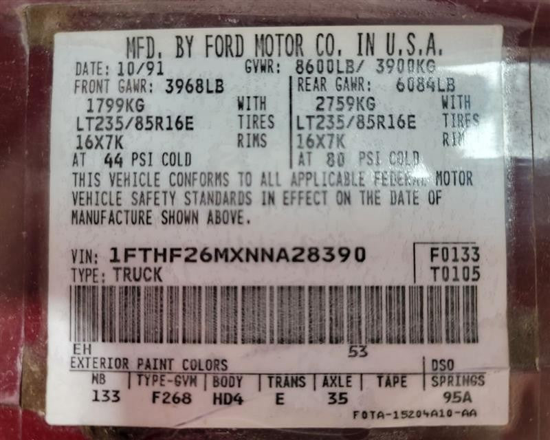 F250      1992 Owners Manual 538568
