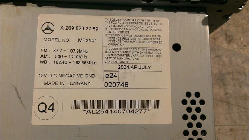 AUDIO EQUIPMENT 209 TYPE CLK320 COUPE RECEIVER ID 2098202789 FITS 04-0