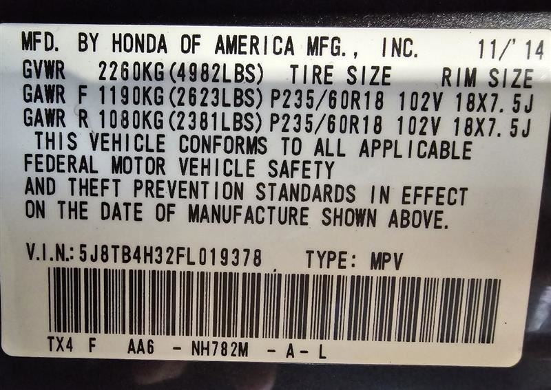 Seat Belt Front Bucket Seat Driver Buckle Fits 13-15 RDX 595292