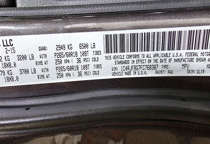 Speedometer Cluster 7" Display Screen US Market Fits 15 GRAND CHEROKEE