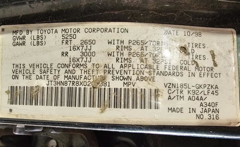 Air Bag Passenger Dash Fits 98-00 4 RUNNER 584158