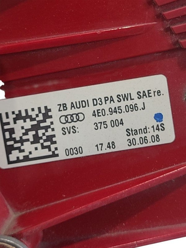 Passenger Tail Light Quarter Panel Mounted Fits 08-10 AUDI A8 670889