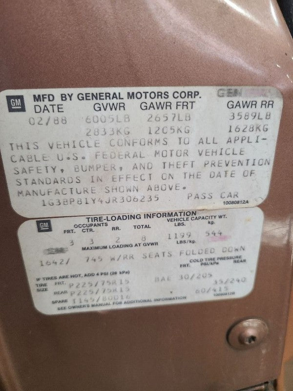 Trunk/Hatch/Tailgate Station Wgn Heated Power Window Fits 86-90 CAPRIC