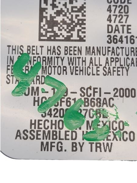 FUSION    2017 Seat Belt Rear 598817