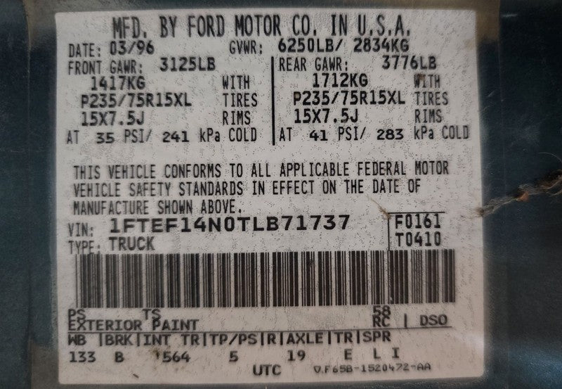 F150      1996 Seat Belt Front 644181