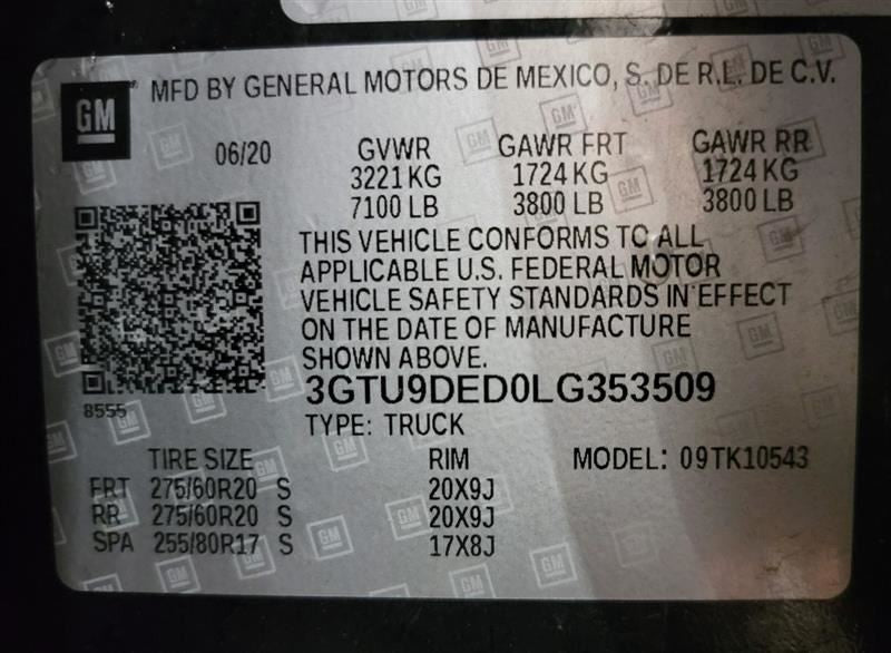 REAR SIERRA150 2020 Center Retractor Seat Belt Rear 540652
