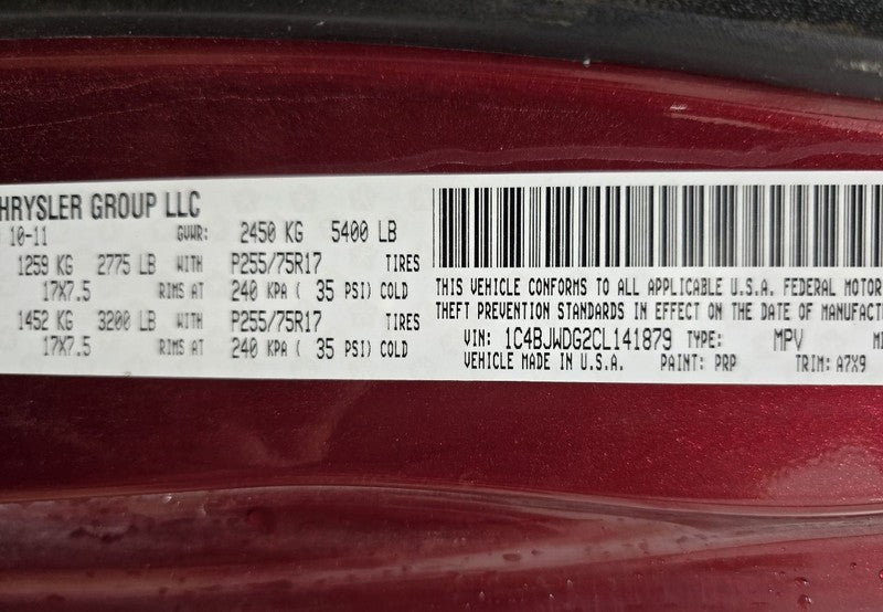 Passenger Front Door VIN W 6th Digit Jk Body Fits 11-18 WRANGLER 63034