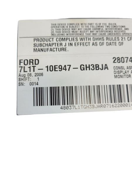 Info-GPS-TV Screen Rear Fits 07 FORD F150 PICKUP 570201 7L1T10E947GH
