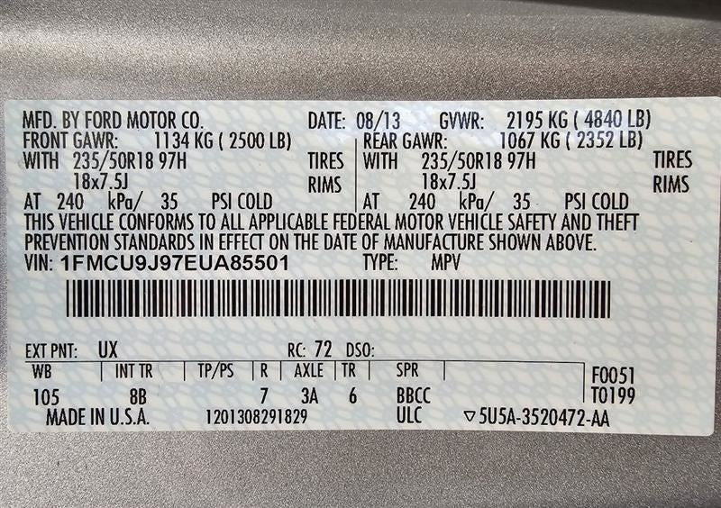 Seat Belt Front Bucket Passenger Retractor Fits 13-17 ESCAPE 599984
