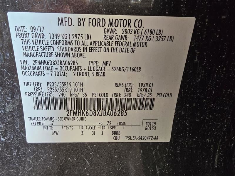 Seat Belt Front Bucket Passenger Retractor Fits 13-19 FLEX 598456