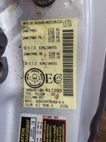 Speedometer Cluster MPH 4 Cylinder S Thru 3/11 Fits 11 FRONTIER 282605