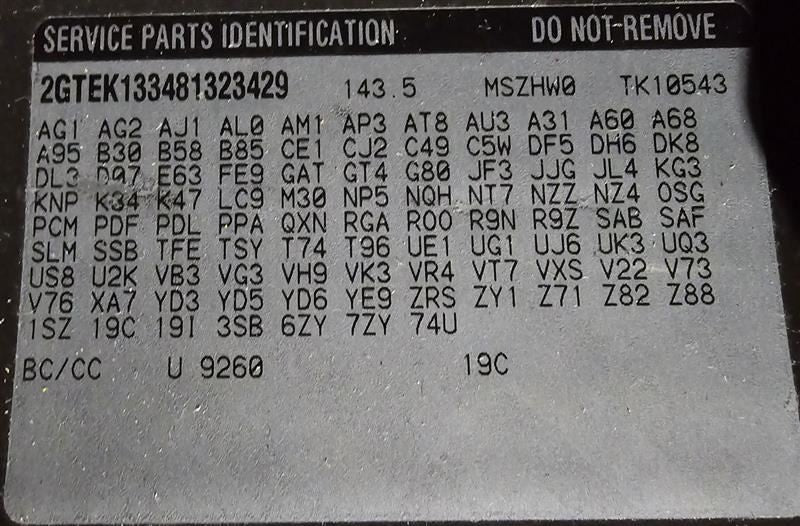SIERRA150 2008 Body Wire Harness 586403 25869959
