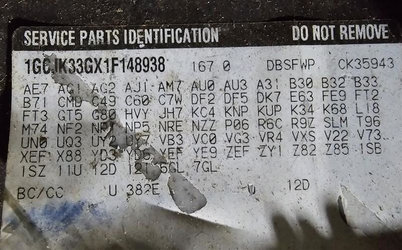 Chassis ECM Body Control BCM Left Hand Dash Fits 01 SIERRA 1500 588311