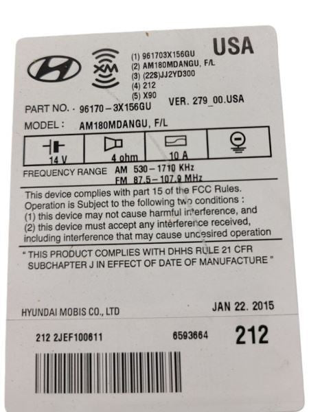 Audio Equipment Radio Receiver US Market Sedan Fits 14-16 ELANTRA 5913