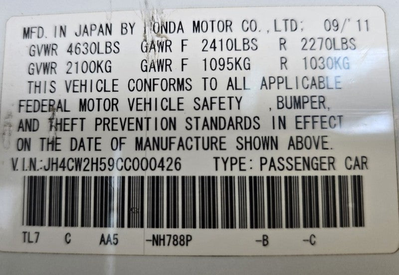 Seat Belt Front Bucket Seat Driver Buckle Fits 09-14 TSX 646412