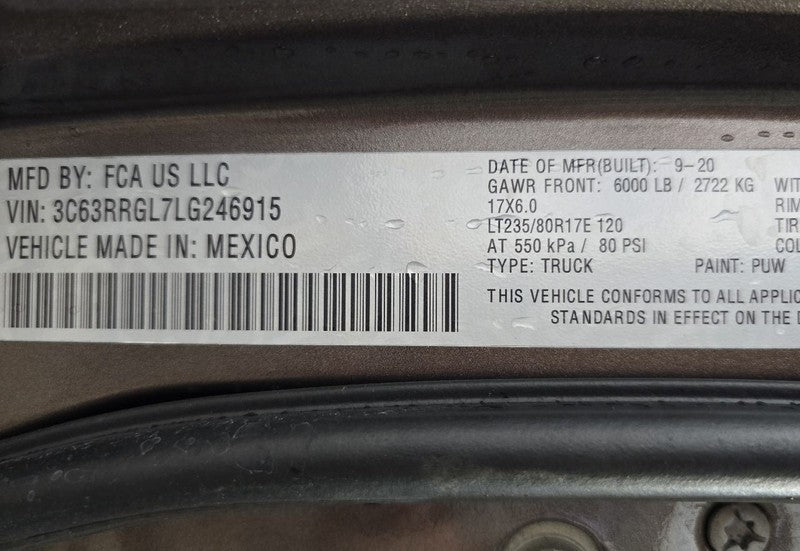 Engine Pickup 6.7L Diesel VIN L 8th Digit Fits 19-20 DODGE 3500 PICKUP