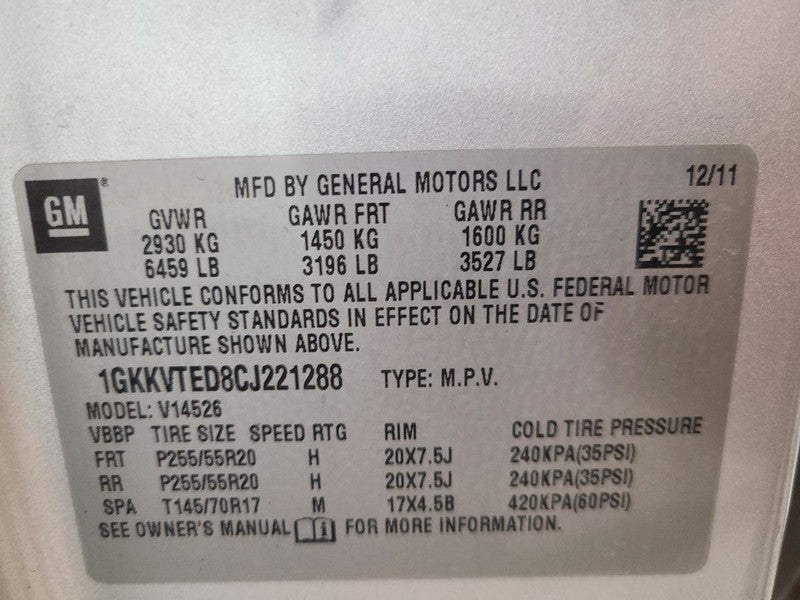 Carrier VIN J 11th Digit Limited Rear Fits 07-17 ACADIA 650149