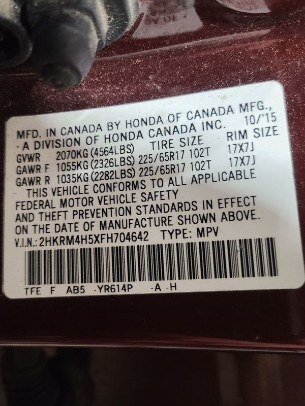 Front Bumper With Fog Lamps Fits 15-16 CR-V 658929