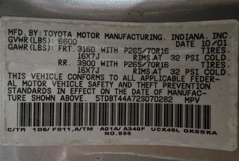 Seat Belt Front Bucket Passenger Retractor Fits 01-02 SEQUOIA 585847