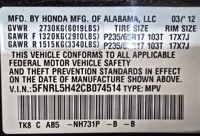Passenger Windshield Glass US Market Pillar Fits 11-17 ODYSSEY 603311
