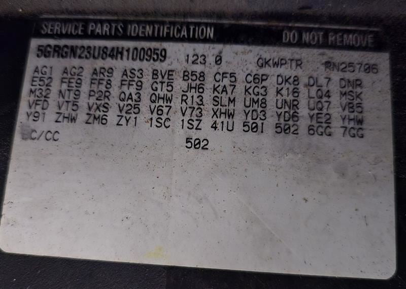 REAR H2        2004 Passenger Side Retractor Seat Belt Rear 577873