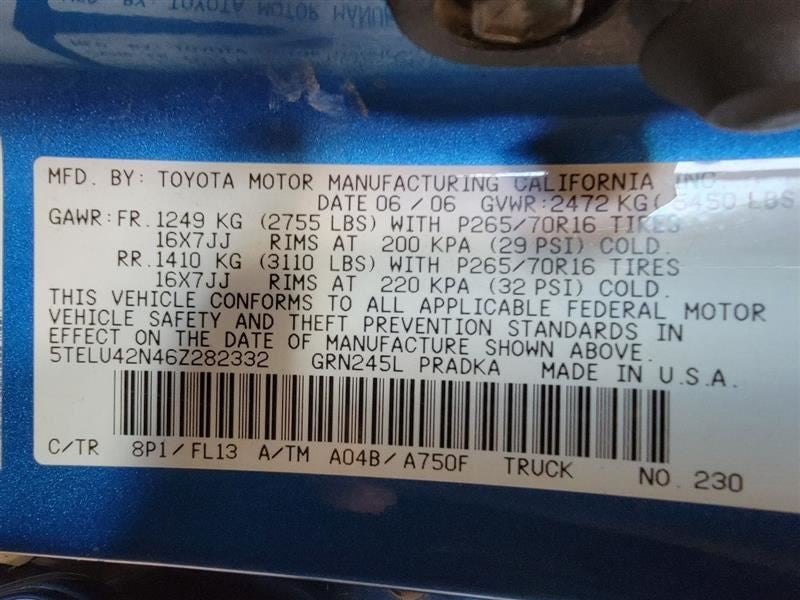 TACOMA    2006 Owners Manual 410474