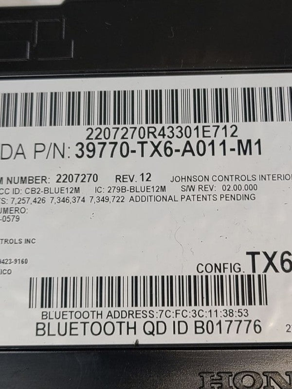 Chassis ECM Communication Bluetooth Left Hand Dash Fits 13-22 ILX 6196