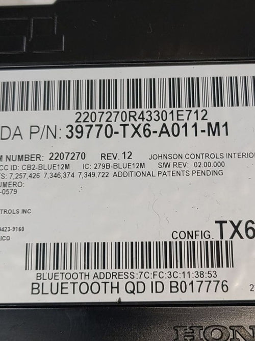 Chassis ECM Communication Bluetooth Left Hand Dash Fits 13-22 ILX 6196