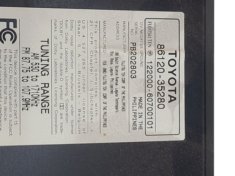 Audio Equipment Radio Receiver CD And Cassette Fits 03-05 4 RUNNER 677